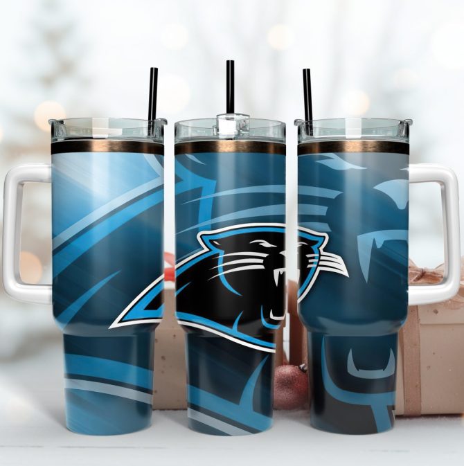 Carolina Panthers Nfl Custom Stanley Quencher 40Oz Stainless Steel Tumbler With Handle