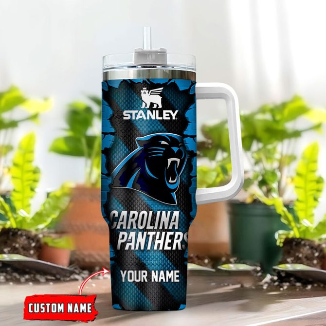 Carolina Panthers Nfl Custom Stanley Quencher 40Oz Stainless Steel Tumbler With Handle - Image 2