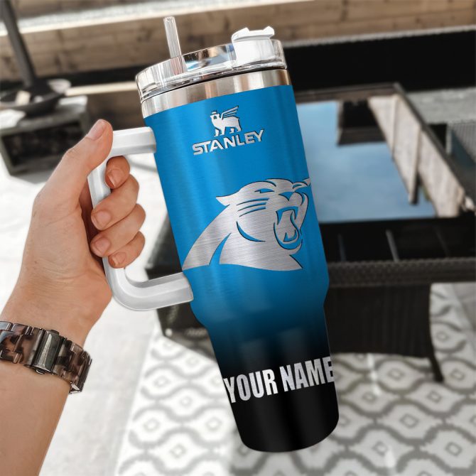 Carolina Panthers Nfl Custom Stanley Quencher 40Oz Stainless Steel Tumbler With Handle - Image 3