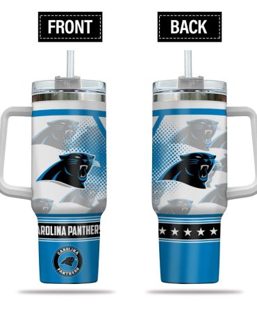 Carolina Panthers Nfl Custom Stanley Quencher 40Oz Stainless Steel Tumbler With Handle