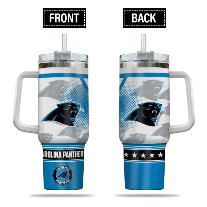 Carolina Panthers Nfl Custom Stanley Quencher 40Oz Stainless Steel Tumbler With Handle
