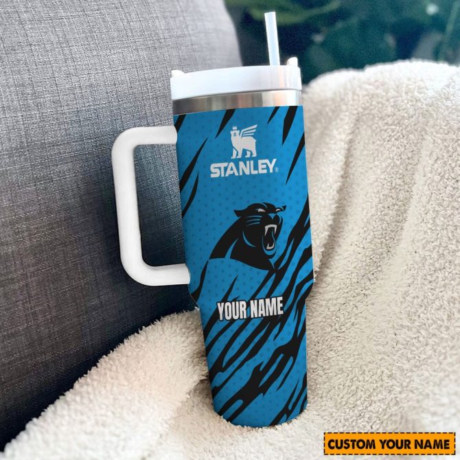 Carolina Panthers Nfl Custom Stanley Quencher 40Oz Stainless Steel Tumbler With Handle - Image 2