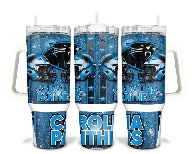 Carolina Panthers Nfl Custom Stanley Quencher 40Oz Stainless Steel Tumbler With Handle