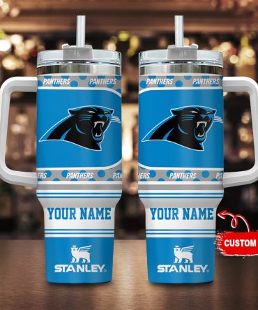 Carolina Panthers Nfl Custom Stanley Quencher 40Oz Stainless Steel Tumbler With Handle