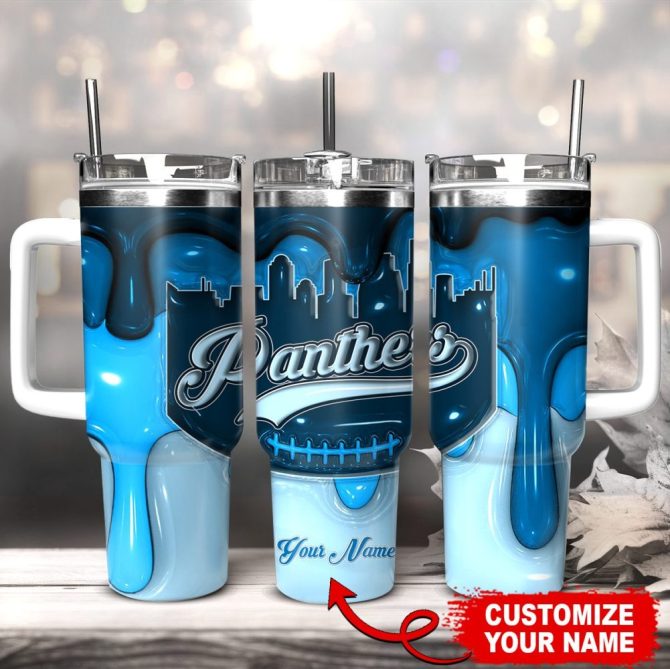 Carolina Panthers Nfl Custom Stanley Quencher 40Oz Stainless Steel Tumbler With Handle