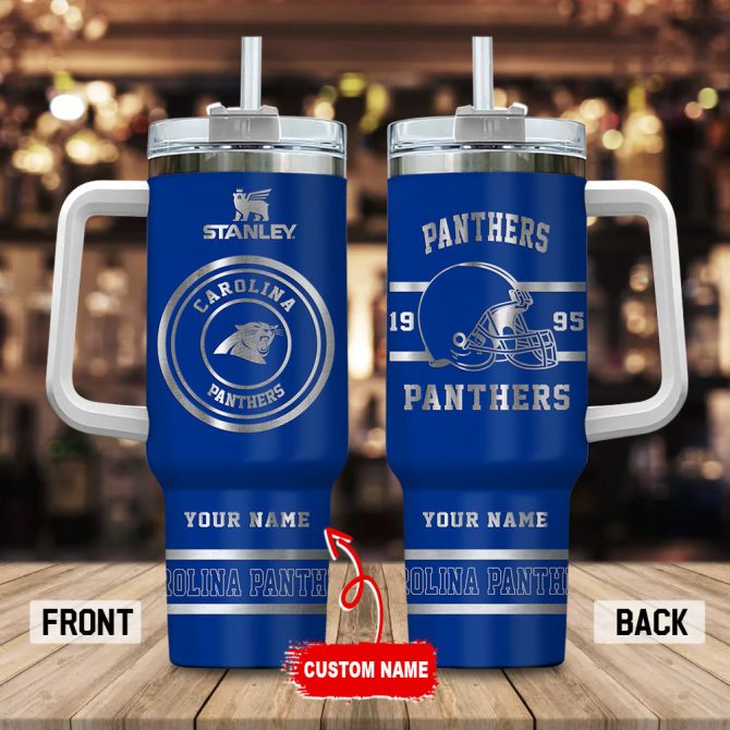 Carolina Panthers Nfl Custom Stanley Quencher 40Oz Stainless Steel Tumbler With Handle
