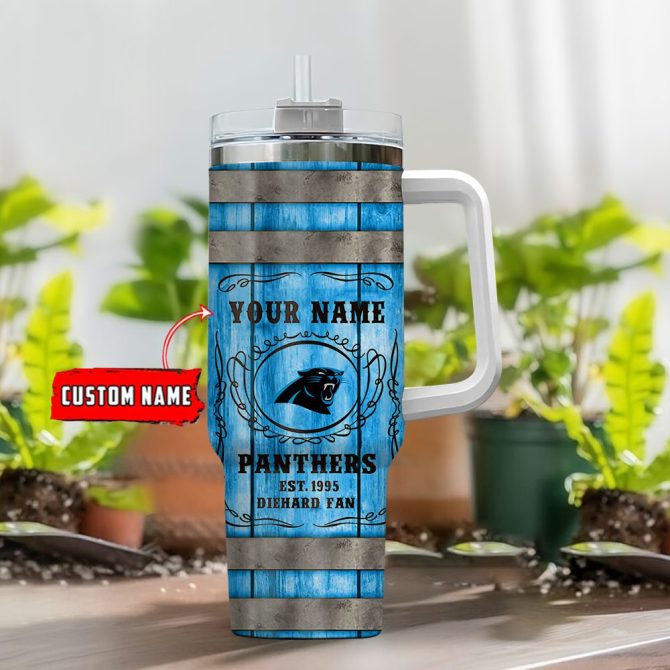 Carolina Panthers Nfl Diehard Fan Custom Stanley Quencher 40Oz Stainless Steel Tumbler With Handle - Image 4