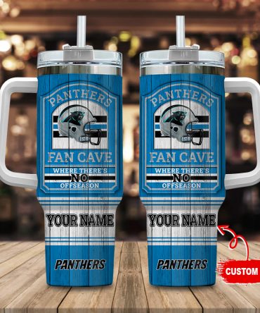 Carolina Panthers Nfl Fan Cave Custom Stanley Quencher 40Oz Stainless Steel Tumbler With Handle