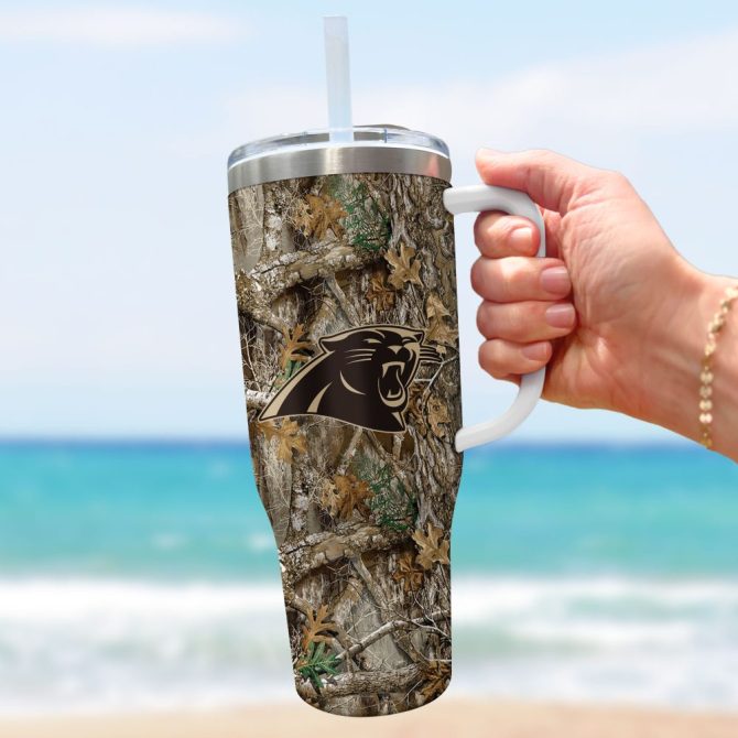 Carolina Panthers Nfl Hunting Realtree Custom Stanley Quencher 40Oz Stainless Steel Tumbler With Handle - Image 3
