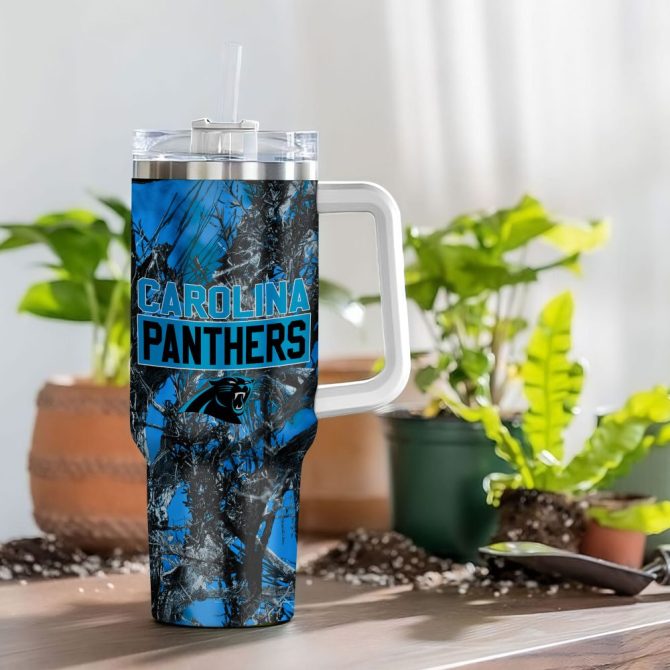 Carolina Panthers Nfl Hunting Custom Stanley Quencher 40Oz Stainless Steel Tumbler With Handle - Image 4