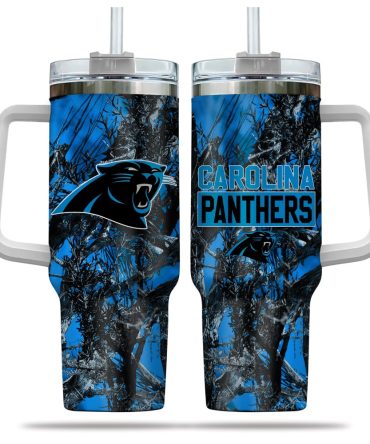 Carolina Panthers Nfl Hunting Custom Stanley Quencher 40Oz Stainless Steel Tumbler With Handle