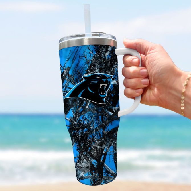 Carolina Panthers Nfl Hunting Custom Stanley Quencher 40Oz Stainless Steel Tumbler With Handle - Image 3