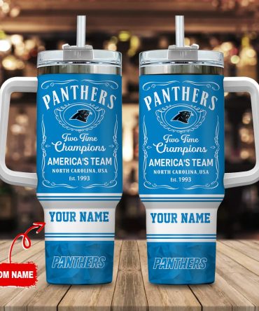Carolina Panthers Nfl Custom Stanley Quencher 40Oz Stainless Steel Tumbler With Handle