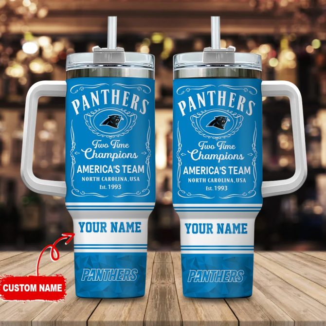 Carolina Panthers Nfl Custom Stanley Quencher 40Oz Stainless Steel Tumbler With Handle