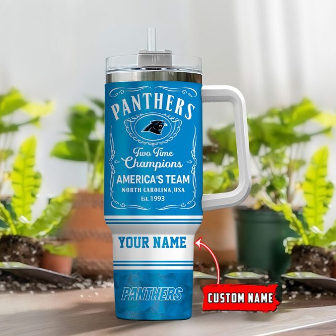Carolina Panthers Nfl Custom Stanley Quencher 40Oz Stainless Steel Tumbler With Handle - Image 2