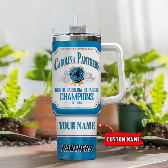 Carolina Panthers Nfl Jim Beam Custom Stanley Quencher 40Oz Stainless Steel Tumbler With Handle - Image 2