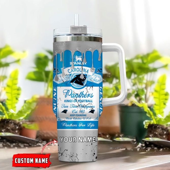 Carolina Panthers Nfl Kings Of Football Custom Stanley Quencher 40Oz Stainless Steel Tumbler With Handle - Image 2