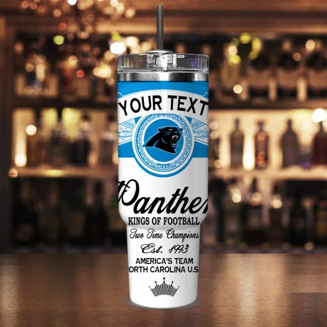 Carolina Panthers Nfl Kings Of Football Custom Stanley Quencher 40Oz Stainless Steel Tumbler With Handle - Image 2