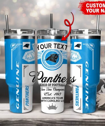 Carolina Panthers Nfl Kings Of Football Custom Stanley Quencher 40Oz Stainless Steel Tumbler With Handle