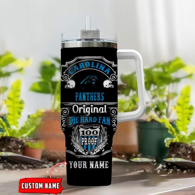 Carolina Panthers Nfl Original Diehard Fan Custom Stanley Quencher 40Oz Stainless Steel Tumbler With Handle - Image 2
