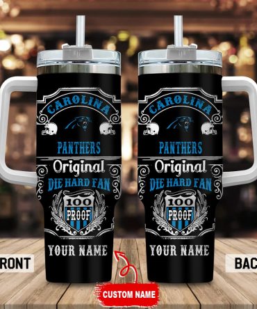 Carolina Panthers Nfl Original Diehard Fan Custom Stanley Quencher 40Oz Stainless Steel Tumbler With Handle