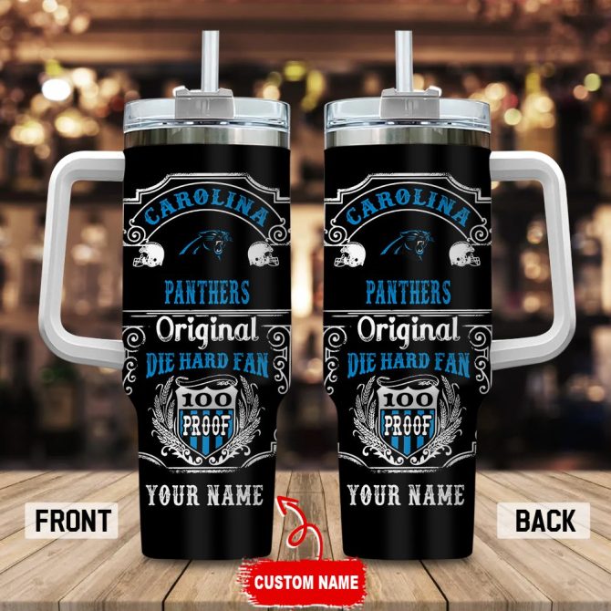 Carolina Panthers Nfl Original Diehard Fan Custom Stanley Quencher 40Oz Stainless Steel Tumbler With Handle