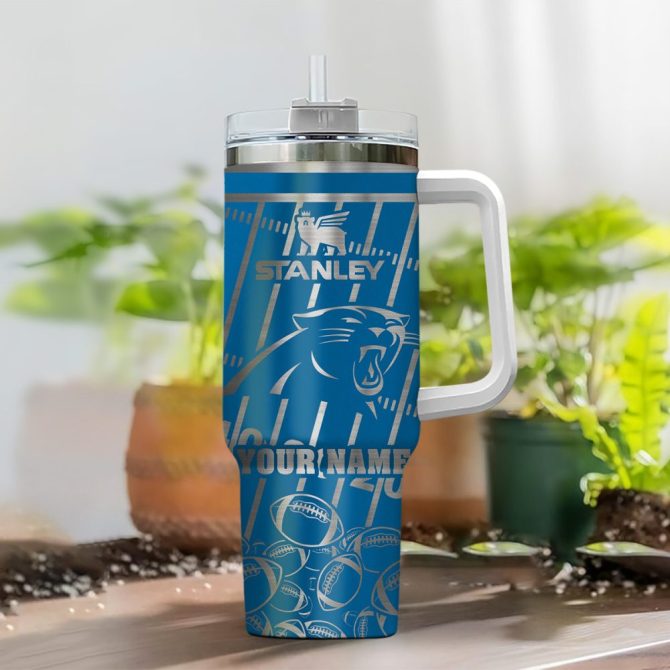 Carolina Panthers Nfl Silver Custom Stanley Quencher 40Oz Stainless Steel Tumbler With Handle - Image 2