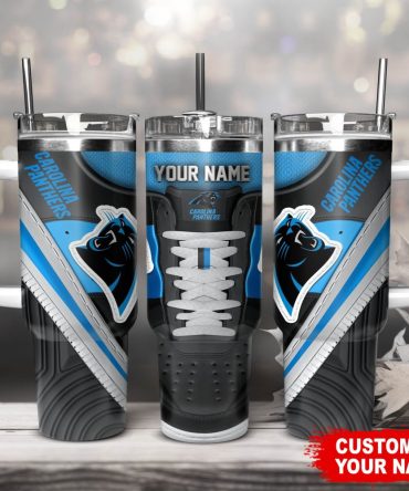 Carolina Panthers Nfl Sneaker Custom Stanley Quencher 40Oz Stainless Steel Tumbler With Handle