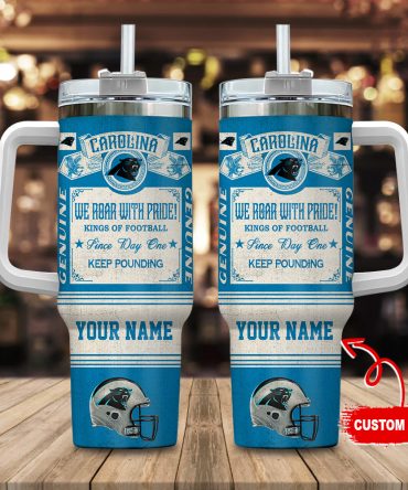 Carolina Panthers Nfl Vintage Kings Of Football Custom Stanley Quencher 40Oz Stainless Steel Tumbler With Handle