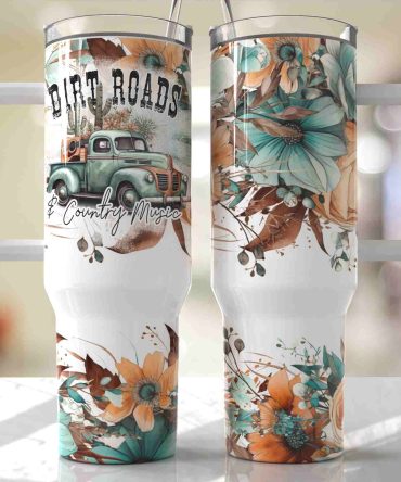Cars With Flowers Custom Stanley Quencher 40Oz Stainless Steel Tumbler With Handle