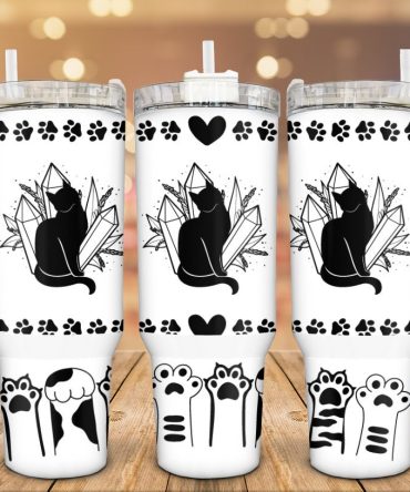 Cat Paws Custom Stanley Quencher 40Oz Stainless Steel Tumbler With Handle
