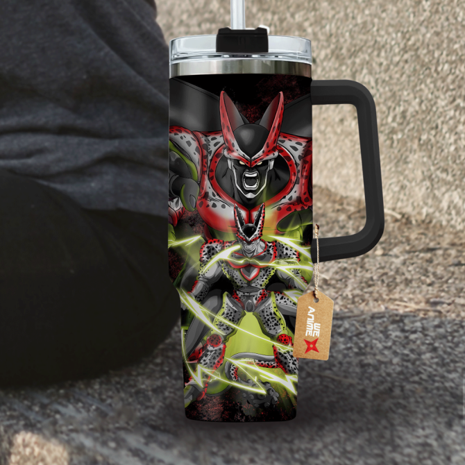 Cell Max Dragon Ball Anime Custom Stanley Quencher 40Oz Stainless Steel Tumbler With Handle - Image 4
