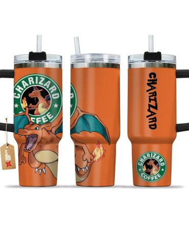 Charizard Coffee Pokemon Anime Custom Stanley Quencher 40Oz Stainless Steel Tumbler With Handle