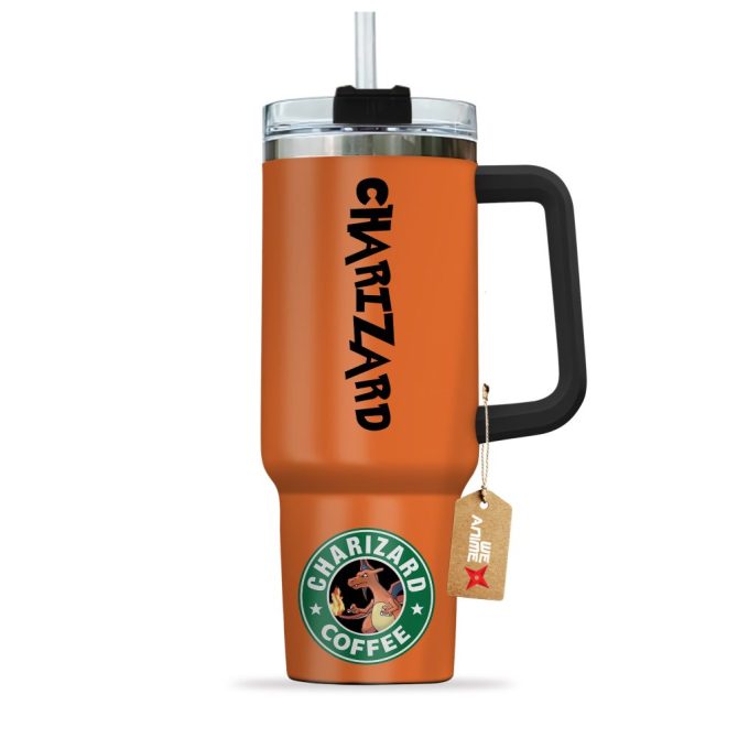 Charizard Coffee Pokemon Anime Custom Stanley Quencher 40Oz Stainless Steel Tumbler With Handle - Image 3