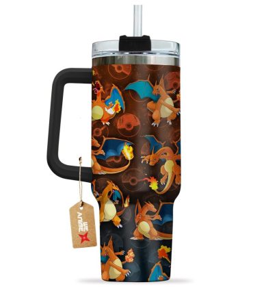 Charizard Pokemon Anime Custom Stanley Quencher 40Oz Stainless Steel Tumbler With Handle