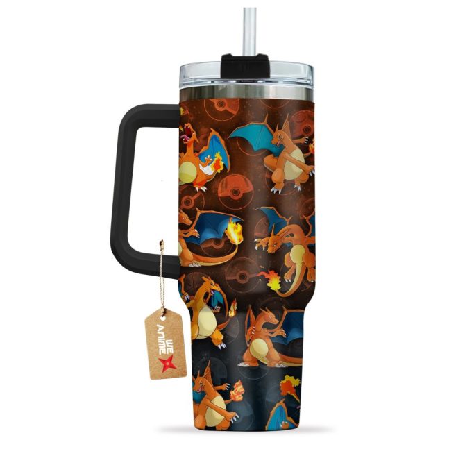 Charizard Pokemon Anime Custom Stanley Quencher 40Oz Stainless Steel Tumbler With Handle