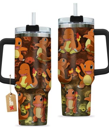 Charmander Pokemon Anime Custom Stanley Quencher 40Oz Stainless Steel Tumbler With Handle