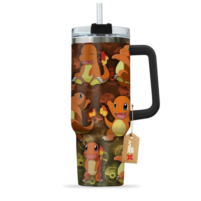 Charmander Pokemon Anime Custom Stanley Quencher 40Oz Stainless Steel Tumbler With Handle - Image 3