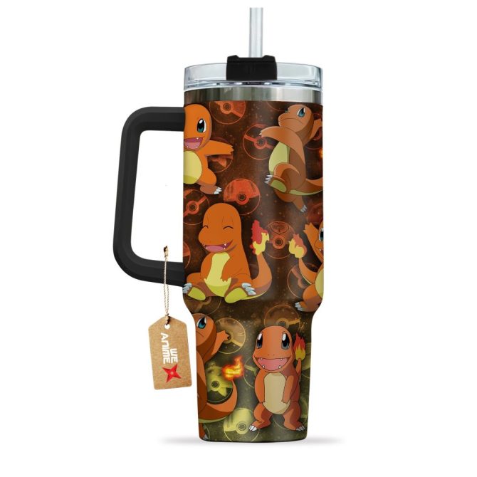 Charmander Pokemon Anime Custom Stanley Quencher 40Oz Stainless Steel Tumbler With Handle - Image 2