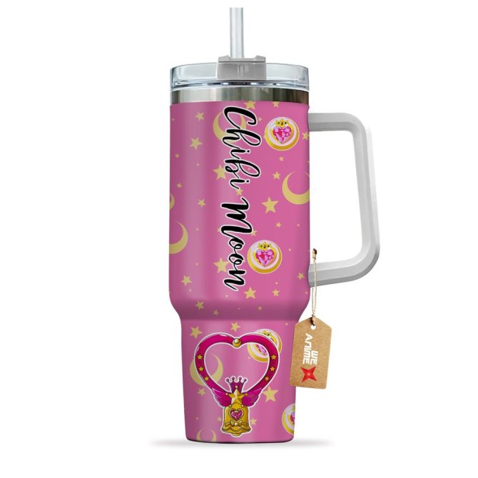 Chibiusa Sailor Moon Anime Custom Stanley Quencher 40Oz Stainless Steel Tumbler With Handle - Image 2
