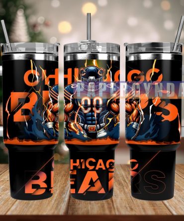 Chicago Bears Custom Stanley Quencher 40Oz Stainless Steel Tumbler With Handle
