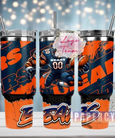 Chicago Bears Custom Stanley Quencher 40Oz Stainless Steel Tumbler With Handle
