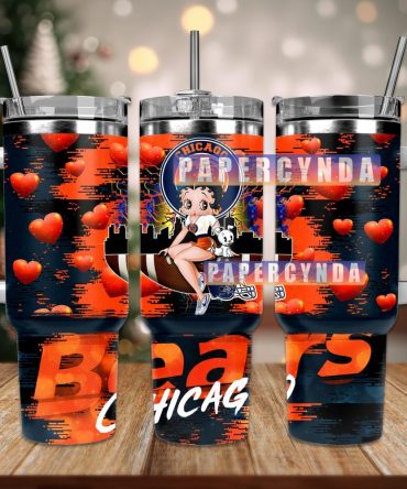 Chicago Bears Custom Stanley Quencher 40Oz Stainless Steel Tumbler With Handle