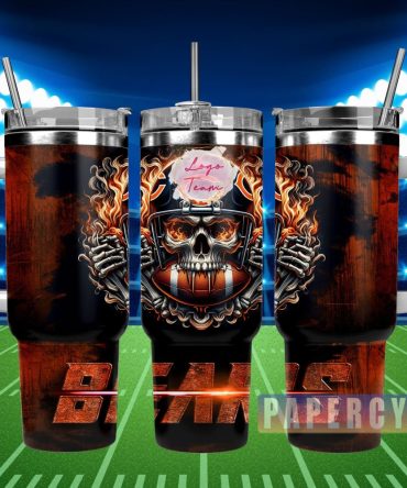 Chicago Bears Custom Stanley Quencher 40Oz Stainless Steel Tumbler With Handle