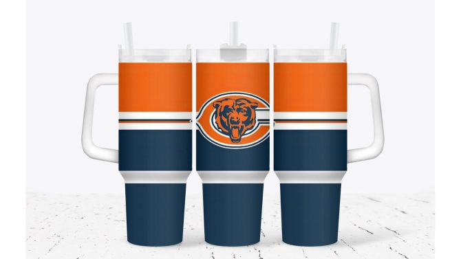 Chicago Bears Football Nfl Custom Stanley Quencher 40Oz Stainless Steel Tumbler With Handle