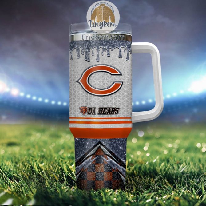 Chicago Bears Glitter Nfl Custom Stanley Quencher 40Oz Stainless Steel Tumbler With Handle - Image 4