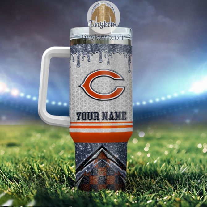 Chicago Bears Glitter Nfl Custom Stanley Quencher 40Oz Stainless Steel Tumbler With Handle - Image 3