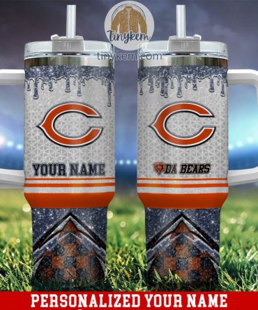 Chicago Bears Glitter Nfl Custom Stanley Quencher 40Oz Stainless Steel Tumbler With Handle