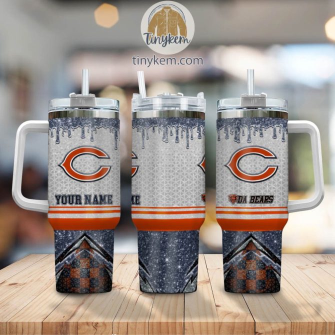 Chicago Bears Glitter Nfl Custom Stanley Quencher 40Oz Stainless Steel Tumbler With Handle - Image 2