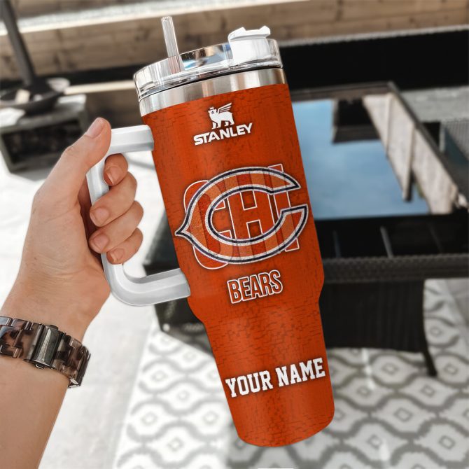 Chicago Bears Nfl 3D Logo Custom Stanley Quencher 40Oz Stainless Steel Tumbler With Handle - Image 3